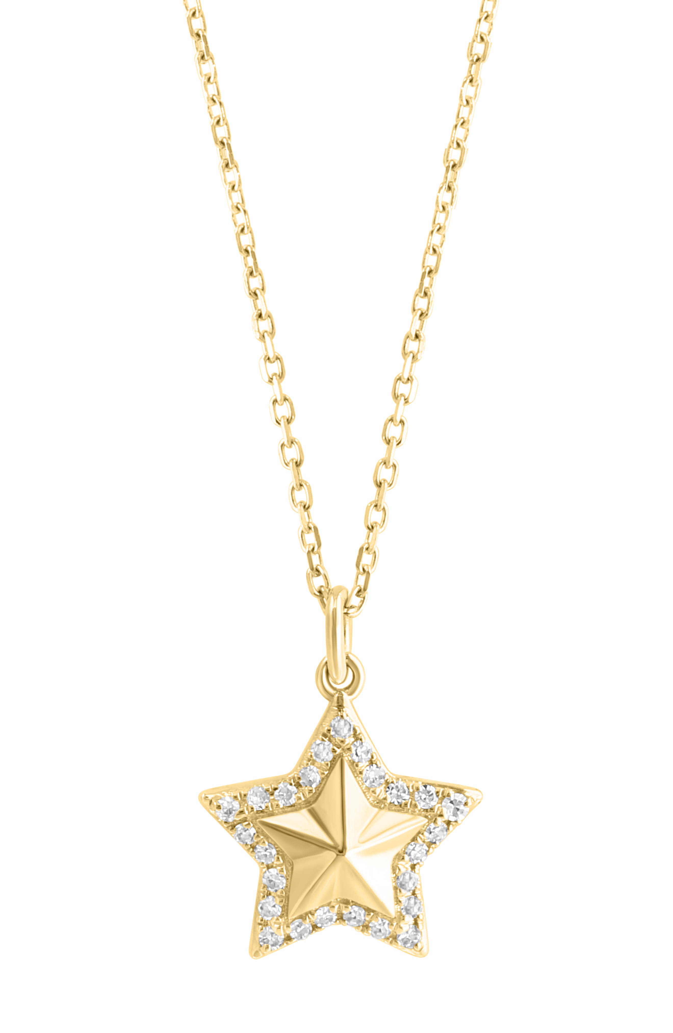 EFFY 14K Yellow Gold Diamond Halo Star Pendant Necklace - 0.08ct.