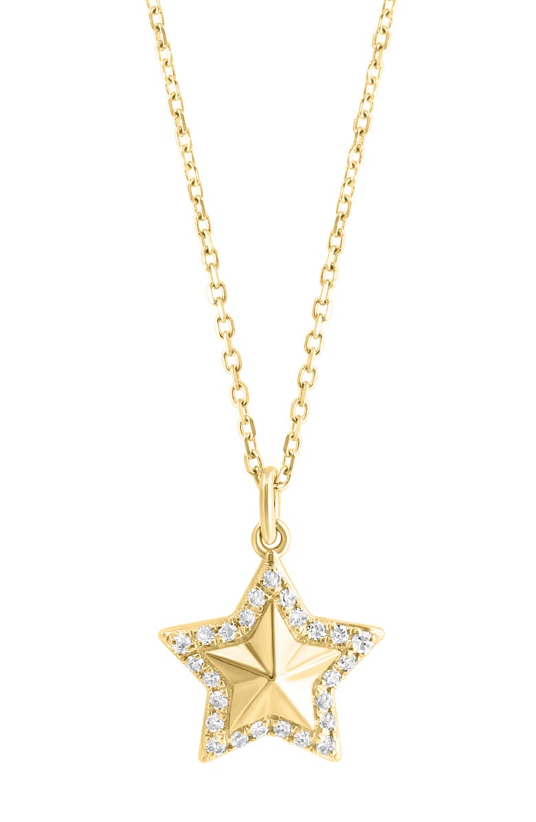 EFFY 14K Yellow Gold Diamond Halo Star Pendant Necklace - 0.08ct., Main, color, 
