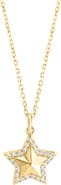 EFFY 14K Yellow Gold Diamond Halo Star Pendant Necklace - 0.08ct.