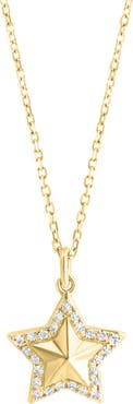 EFFY 14K Yellow Gold Diamond Halo Star Pendant Necklace - 0.08ct.