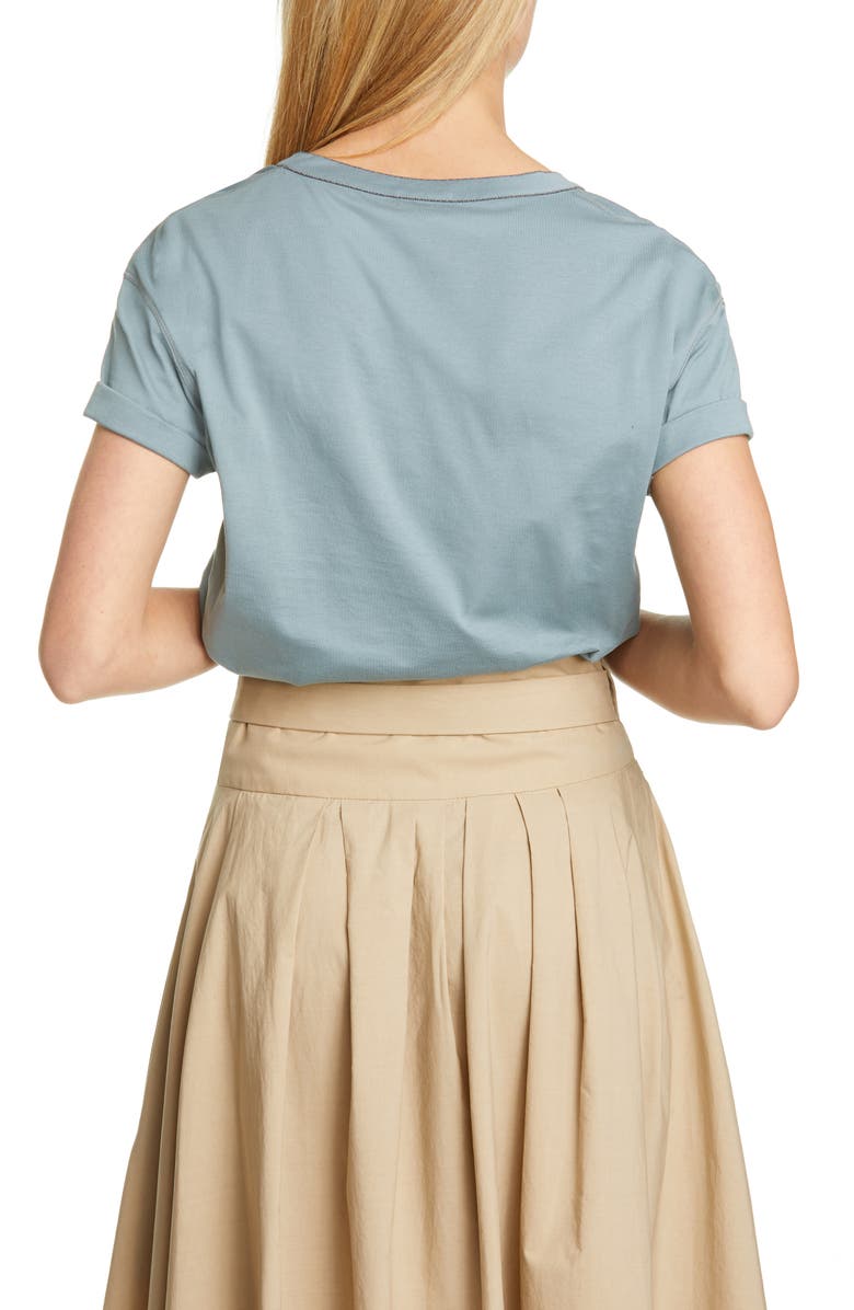 Brunello Cucinelli Monili Trim Tee, Alternate, color,