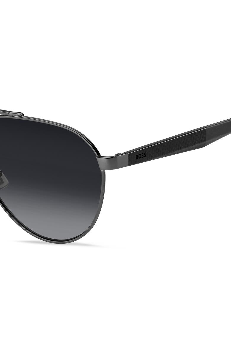 BOSS 60mm Aviator Sunglasses, Alternate, color, Dark Ruthenium Grey