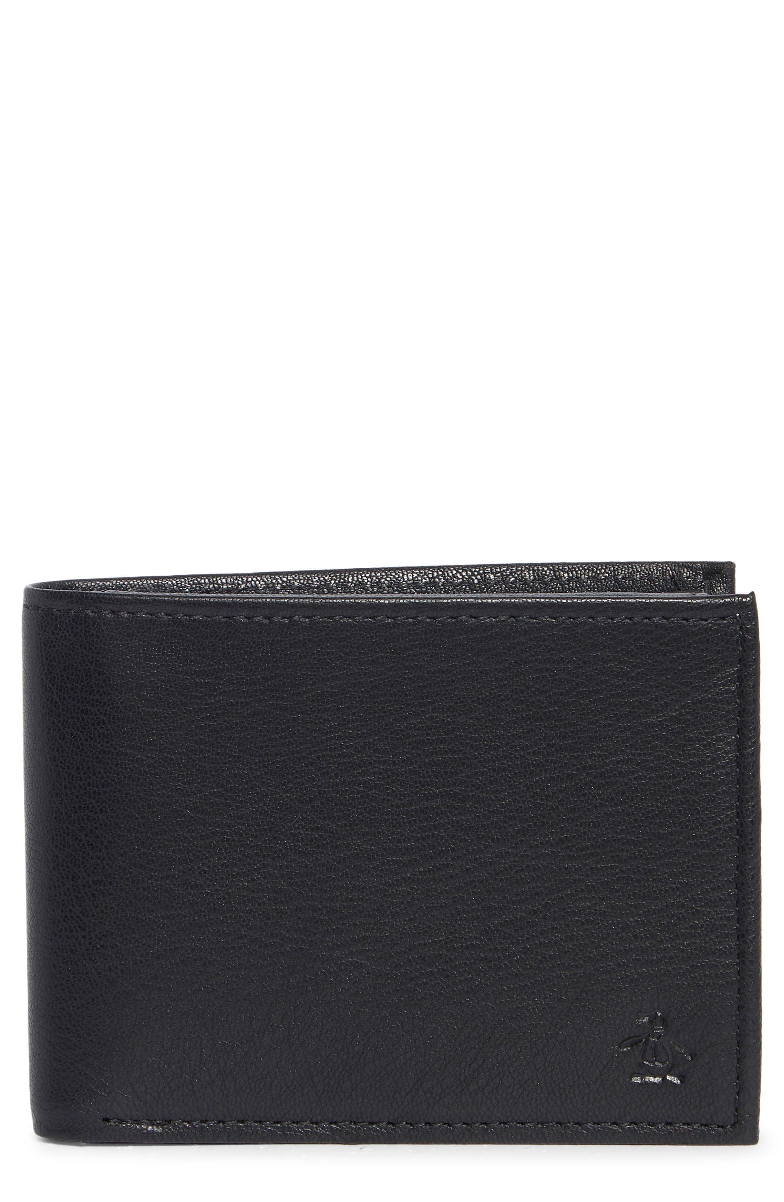 Original Penguin Embossed Logo Leather Passcase Wallet