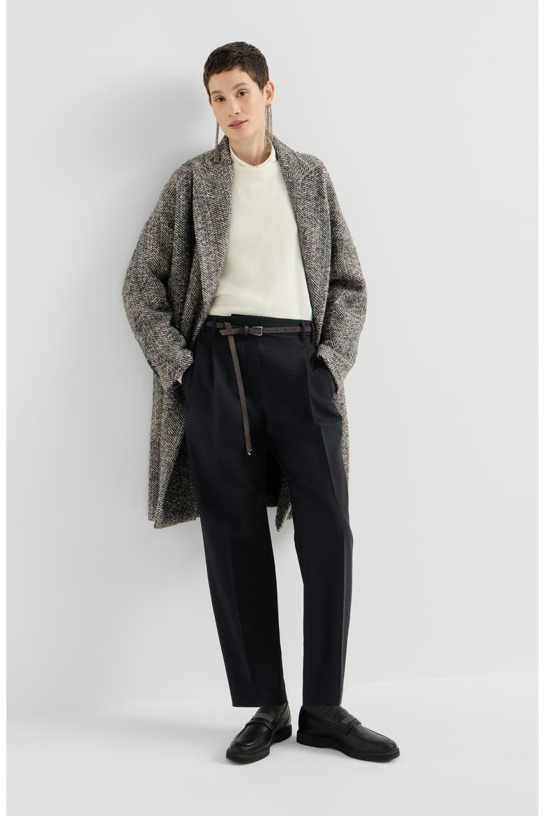 Tropical luxury wool slouchy trousers with monili, Alternate, color, Lignite