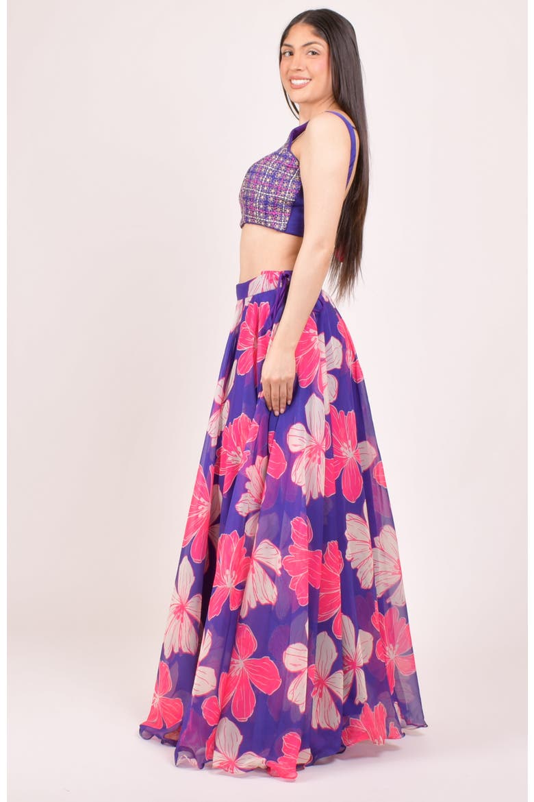 Floral Organza Embroidered Lehenga Choli, Alternate, color, Purple