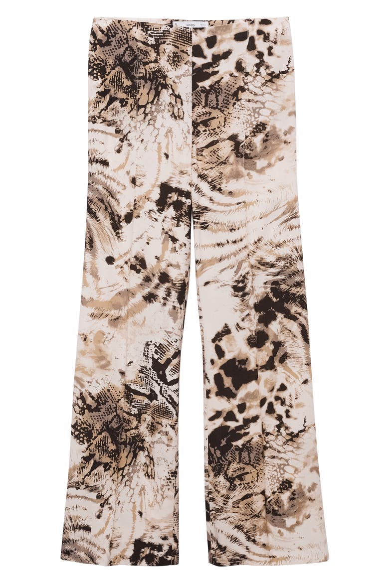 Fluid Animal Print Pants, Alternate, color, ECRU