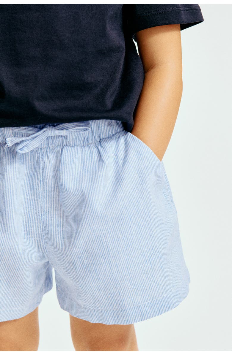H&M Linen-blend Shorts, Alternate, color, Blue/Striped