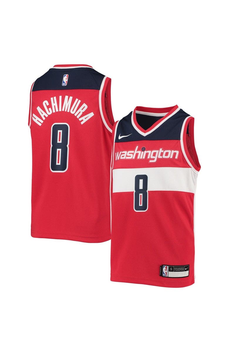 Nike Youth Nike Rui Hachimura Red Washington Wizards Team Swingman Jersey, Main, color, 