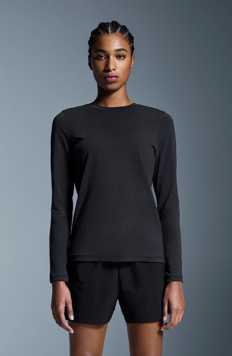 On Focus Long Sleeve Performance Running T-Shirt, Alternate, color, Black