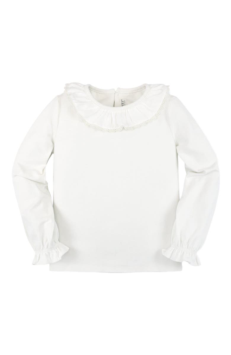 Hope & Henry Girls' Ruffle Neck Knit Top, Kids, Alternate, color, 