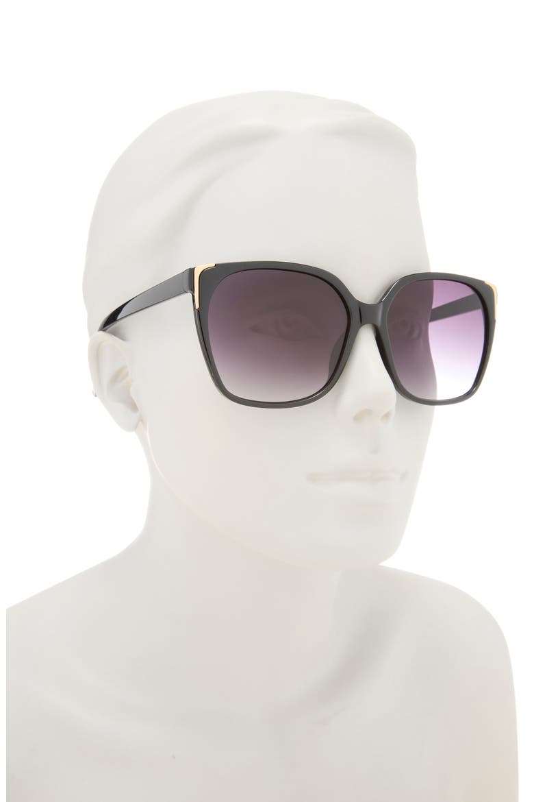 Oversize Gradient Cat Eye Sunglasses, Alternate, color, BLACK