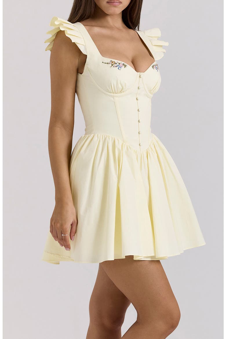 Sisi Embroidered Stretch Cotton Minidress, Alternate, color, LEMON ICING