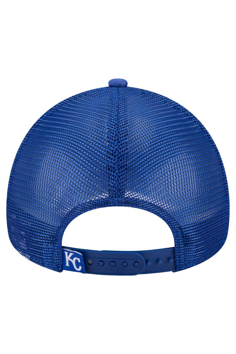 Men's New Era  Royal Kansas City Royals Distressed 9FORTY A-Frame Adjustable Trucker Hat, Alternate, color, Royal