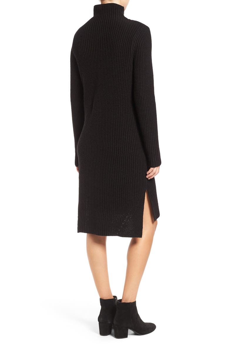 Mock Neck Knit Sweater Dress, Alternate, color, BLACK