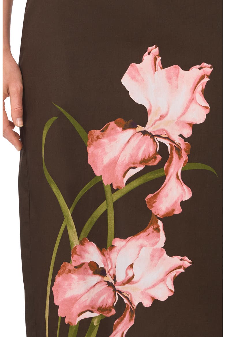Big Flower Placement Midi Pencil Skirt, Alternate, color, CHOCOLATE BROWN