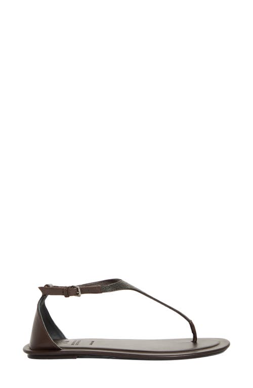 Brunello Cucinelli Monili T-strap Sandal In C8279 Testa Moro