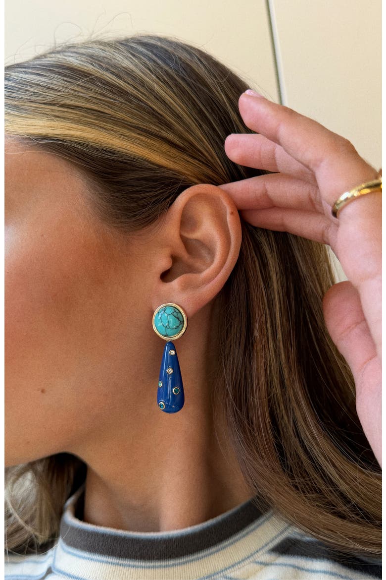 Mia Cubic Zirconia Turquoise Drop Earrings, Alternate, color, BLUE
