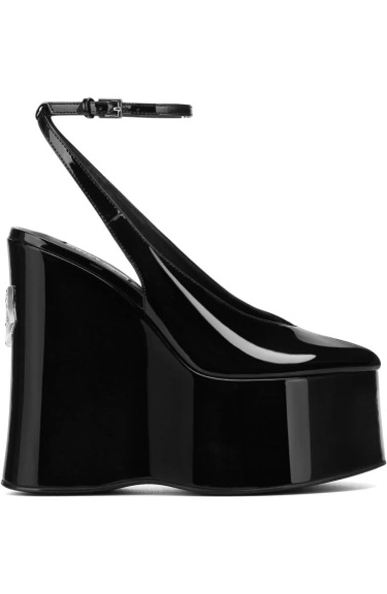 Naked Wolfe Tansy Wedge, Main, color, Black Patent Leather