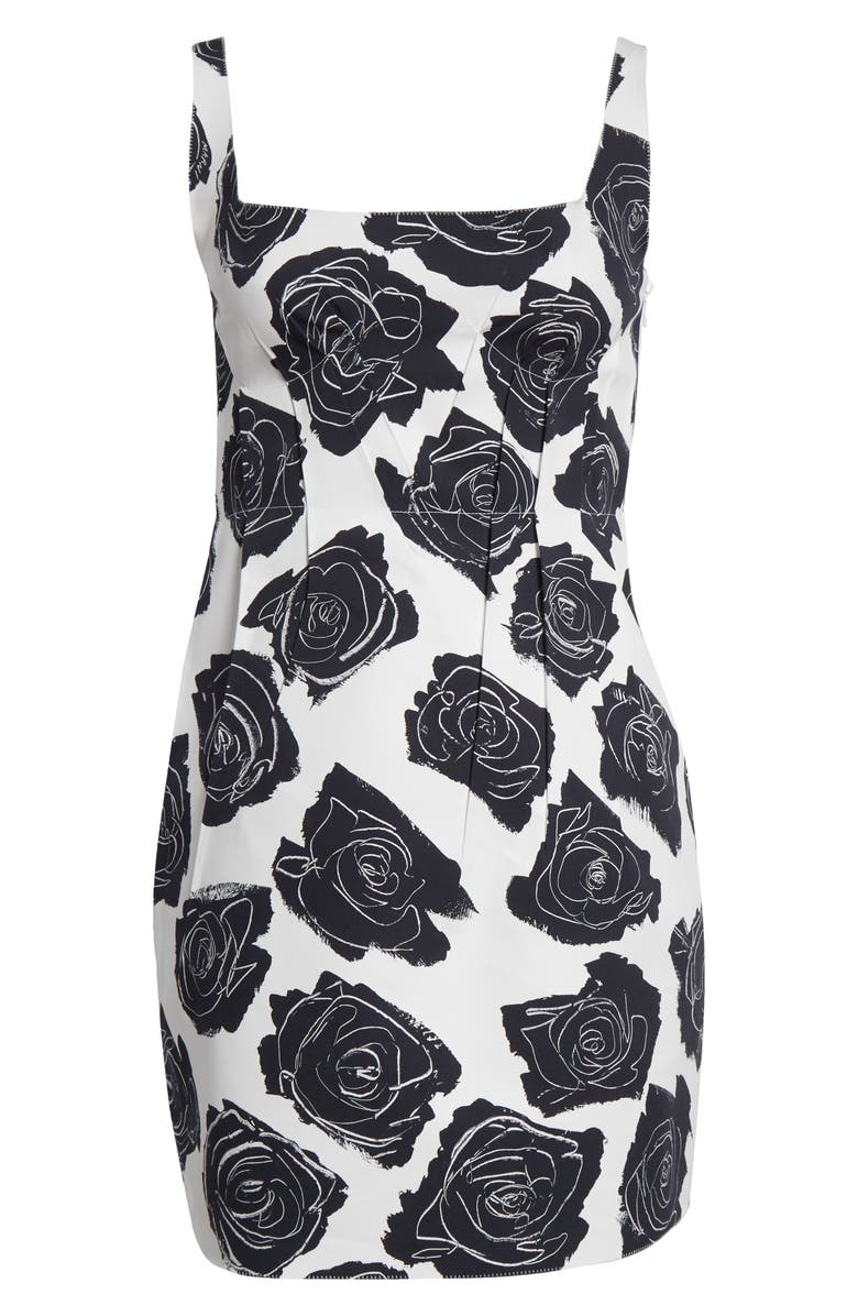 Marni Luna Floral Print Bonded Poplin Minidress, Alternate, color, Luw01 Lily White