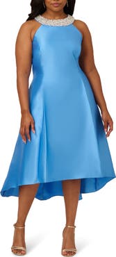 Adrianna Papell Halter Neck High-Low Mikado Dress
