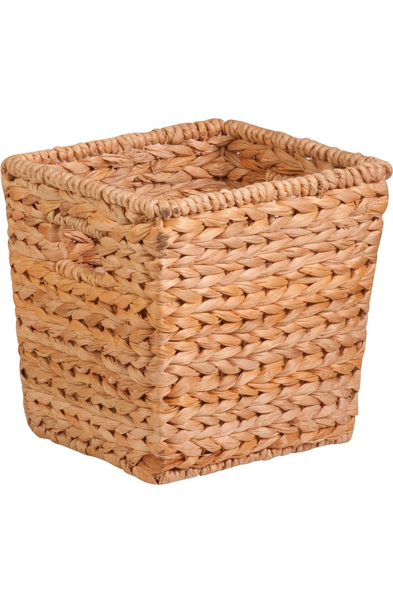 HONEY-CAN-DO Medium Tall Square Water Hyacinth Natural Basket, Main, color,