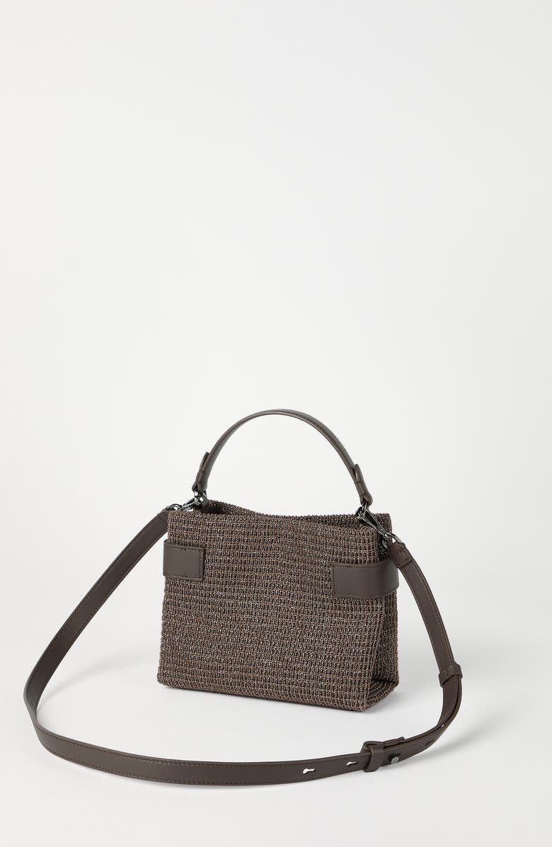 Brunello Cucinelli Small Top-Handle Essence bag, Alternate, color, Brown