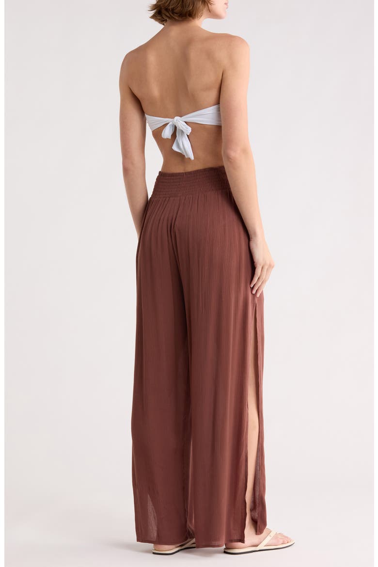Side Slit Wide Leg Cover-Up Pants, Alternate, color, BROWN