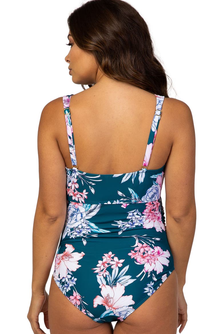 Waist Tie Maternity One-Piece Swimsuit, Alternate, color, Jade
