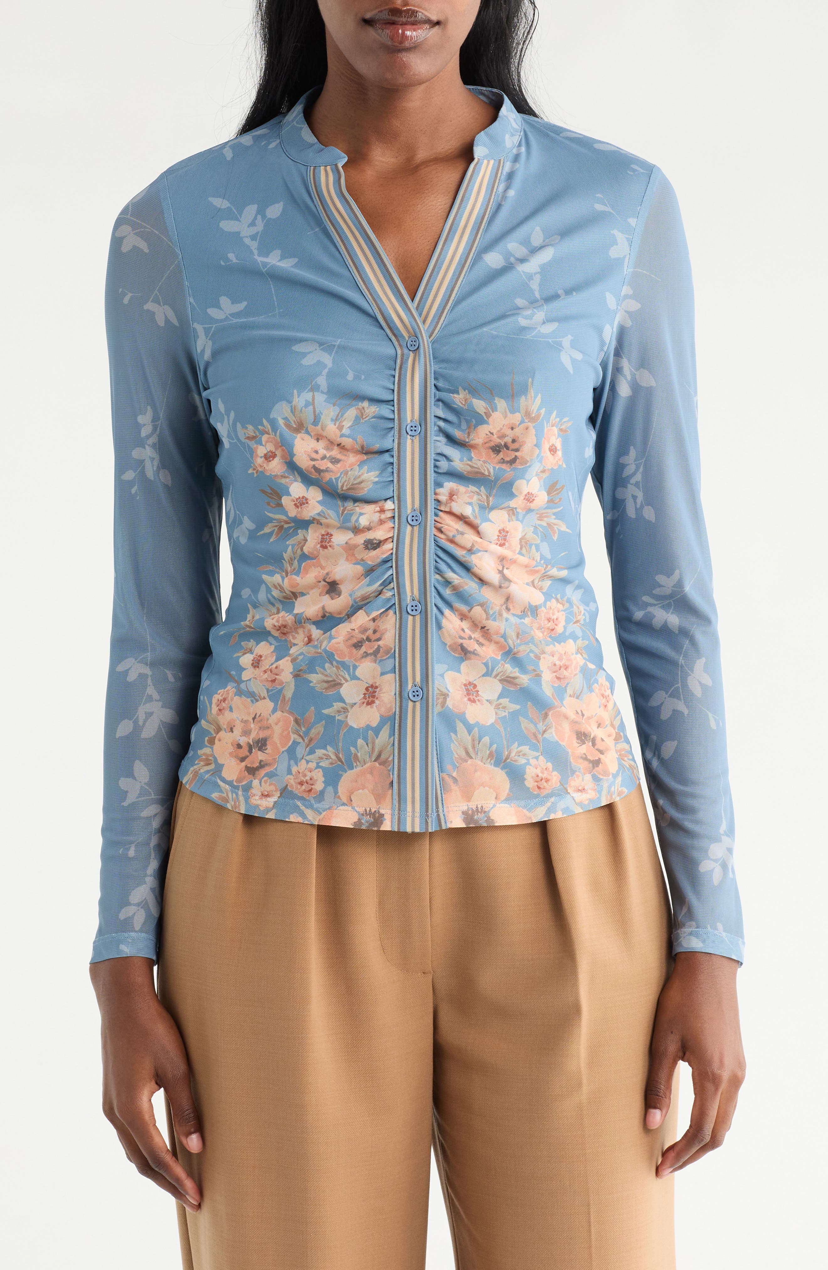 DR2 by Daniel Rainn Ruched Button-Up Shirt