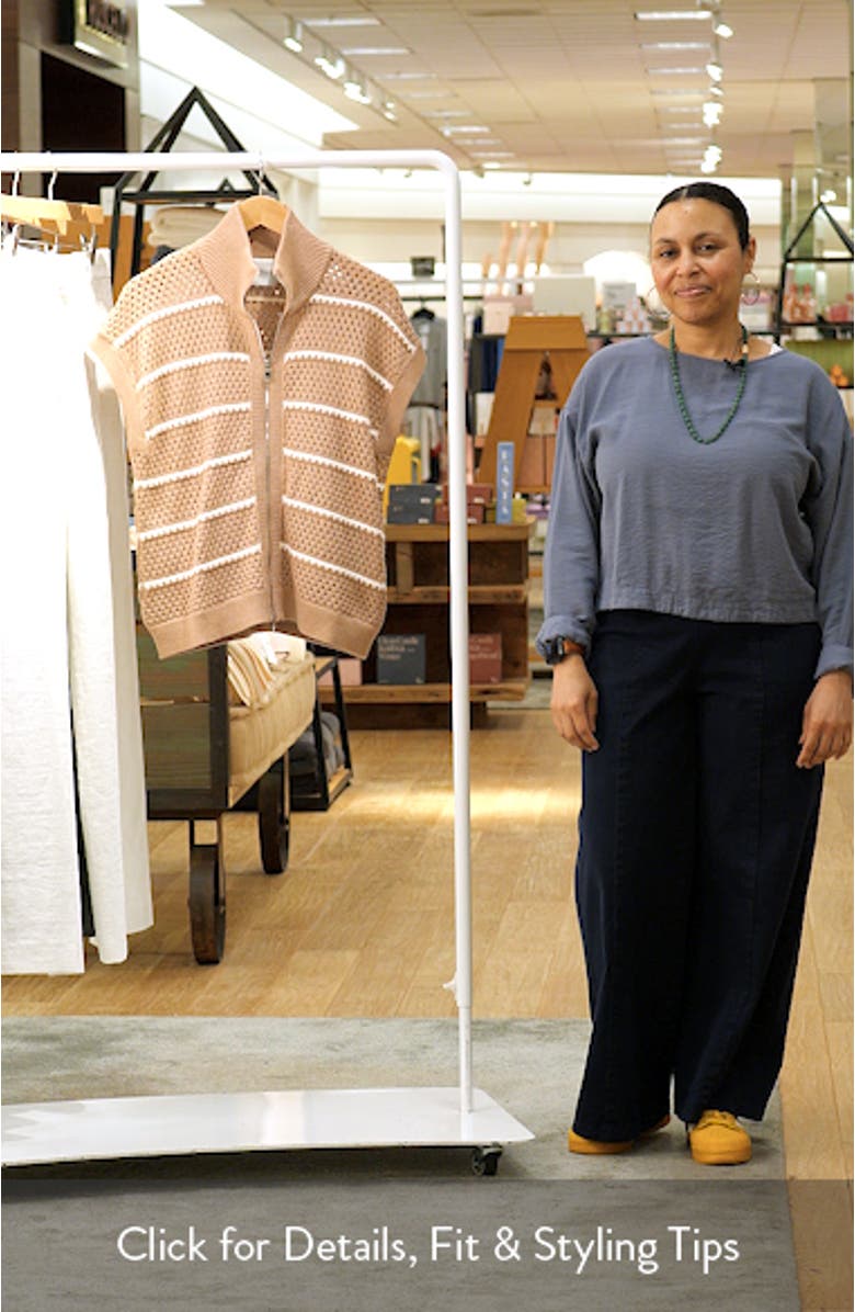 Haney Stripe Pointelle Knit Zip Front Sweatshirt, sales video thumbnail