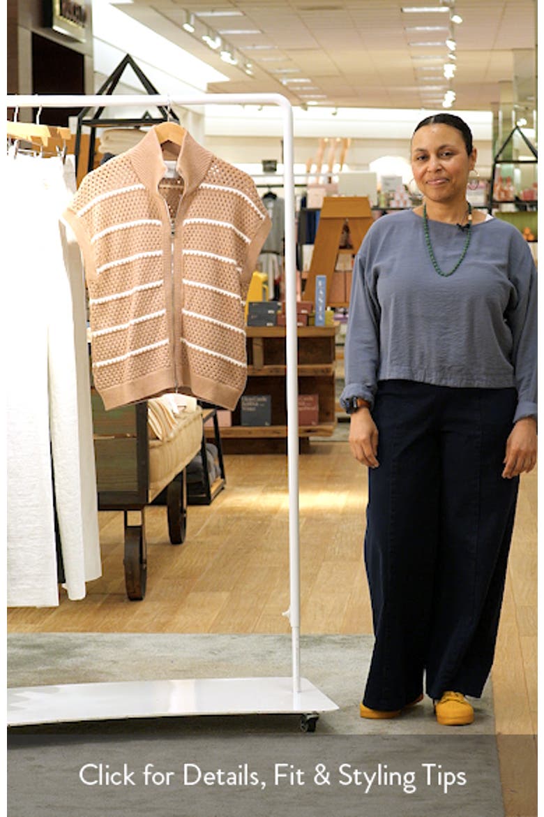 Haney Stripe Pointelle Knit Zip Front Sweatshirt video