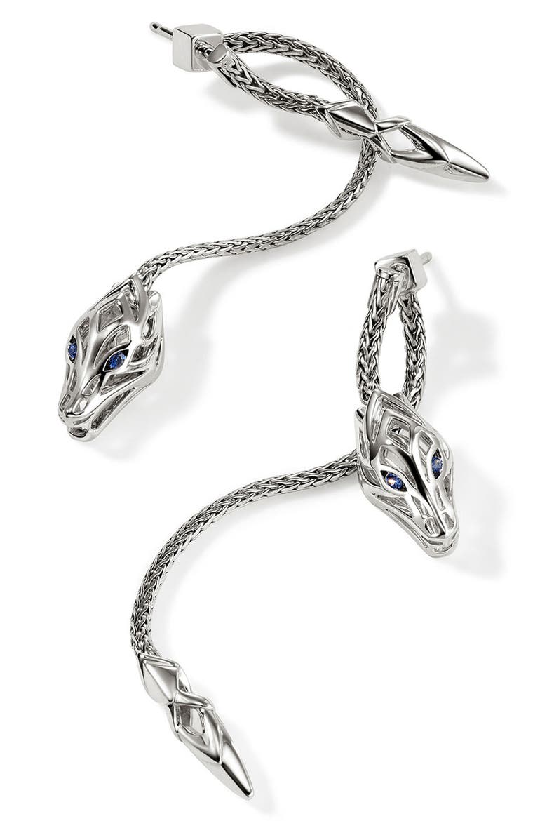 Naga Drop Earrings, Alternate, color, SILVER