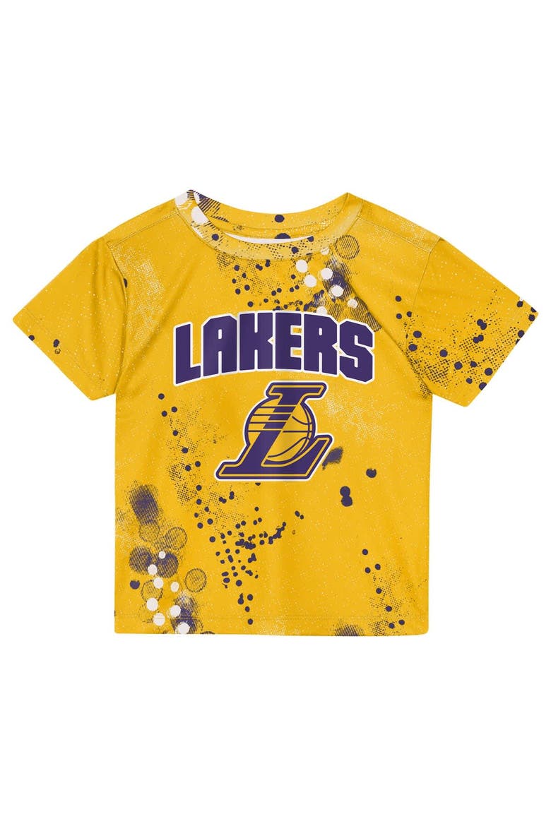 Preschool Outerstuff  Gold Los Angeles Lakers Home Plate T-Shirt & Shorts Set, Alternate, color, Gold