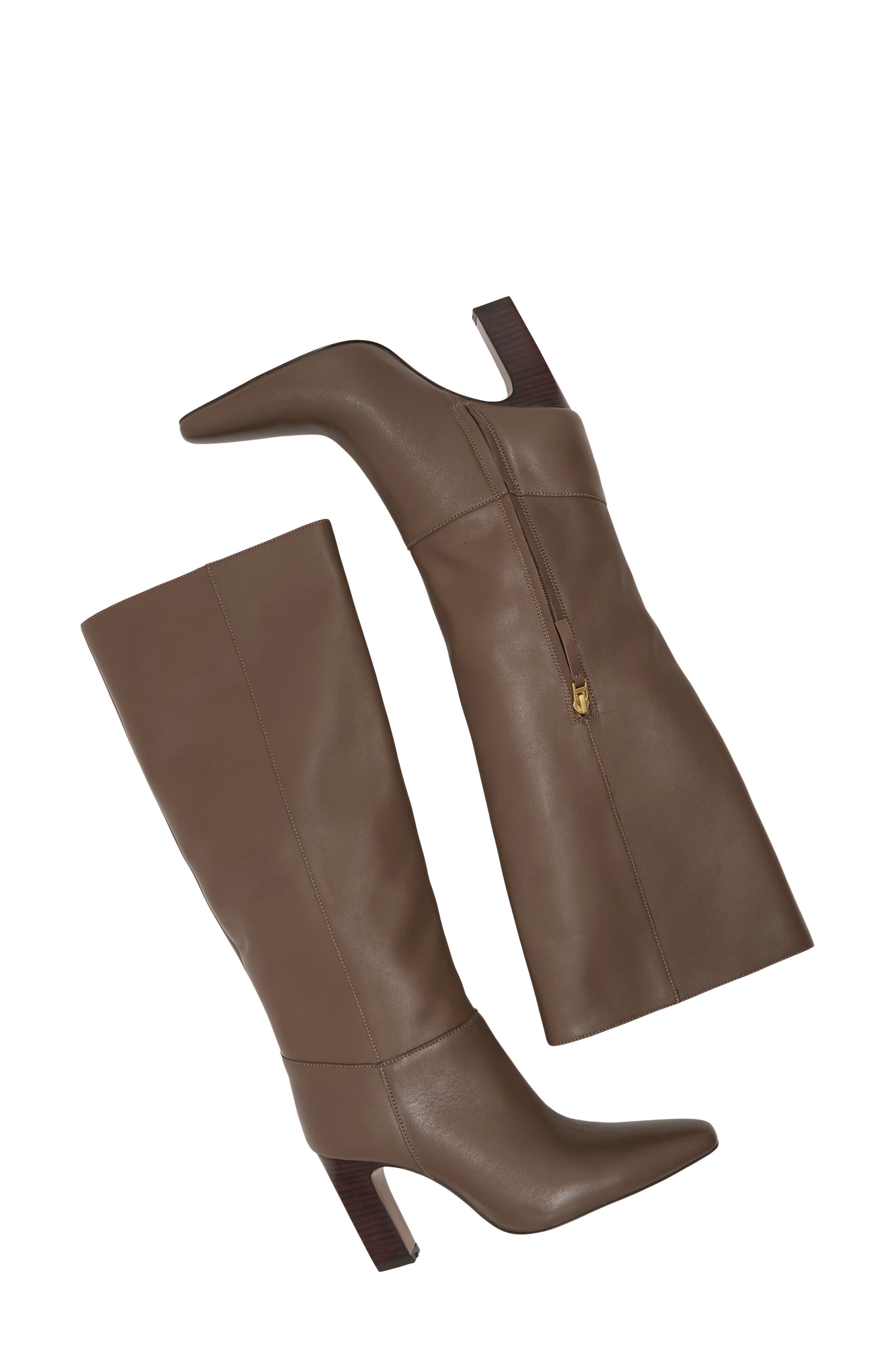 Anya Knee High Leather Boot, Alternate, color, TAUPE