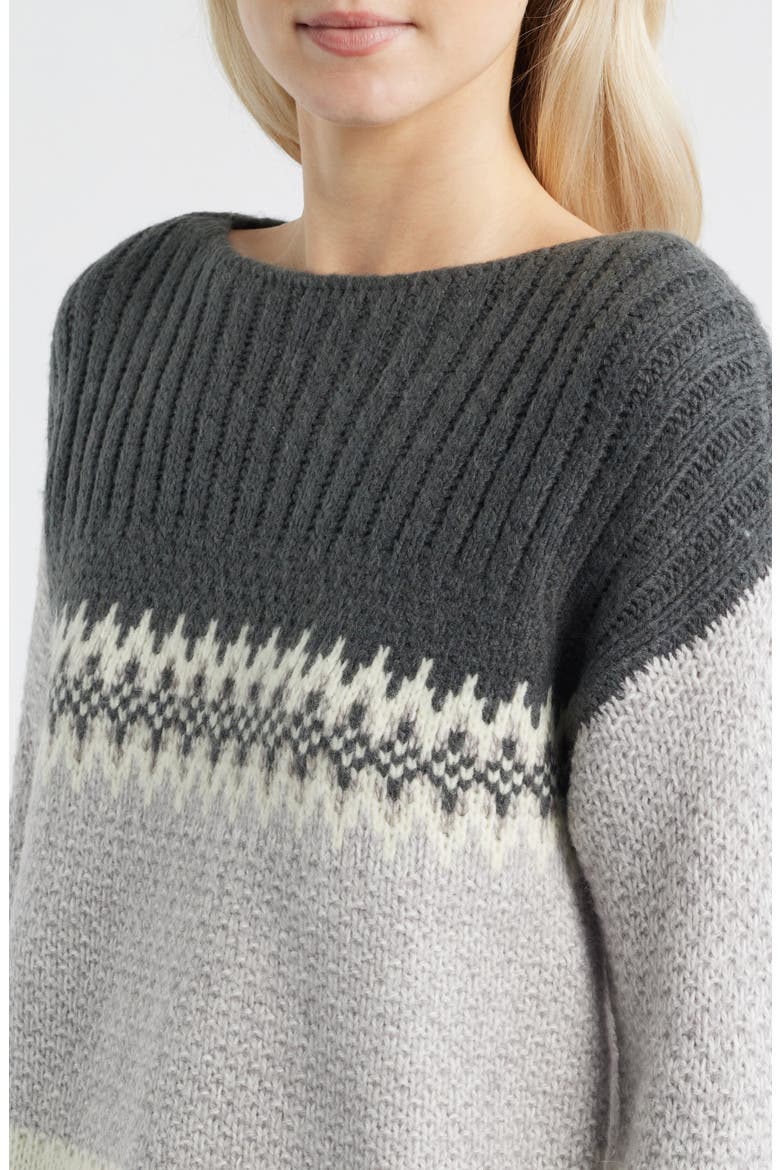 Fair Isle Boat Neck Sweater, Alternate, color, MICRO CHIP