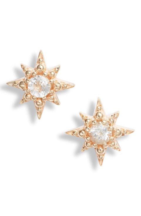 White Topaz Star Stud Earrings