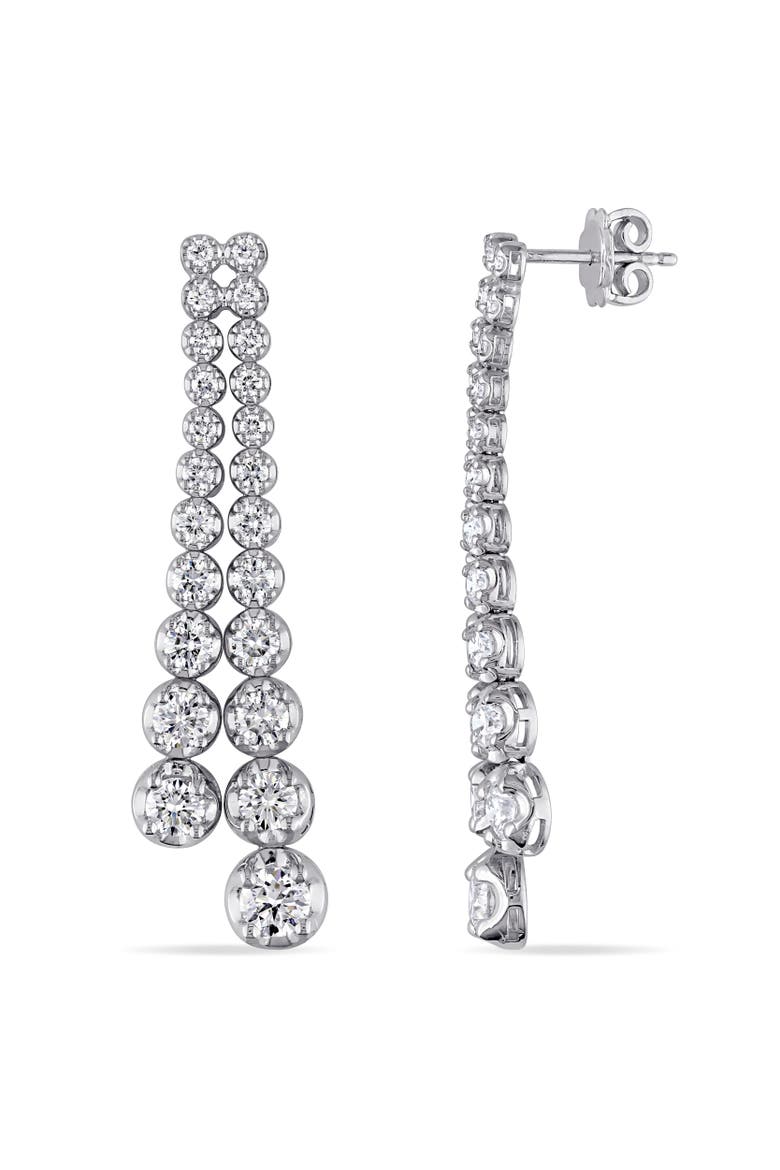 Lab-Grown Diamond Graduated Earrings 18k, Main, color, White Gold