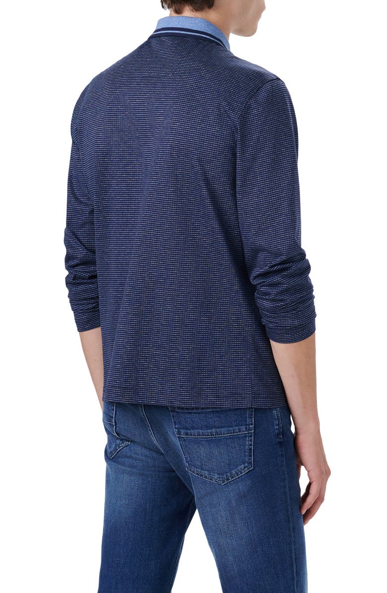 Bugatchi OoohCotton<sup>®</sup> Pin Check Long Sleeve Polo Shirt, Alternate, color, Navy