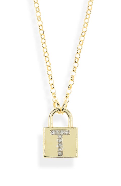 Diamond Padlock Initial Pendant Necklace - 0.12ct.