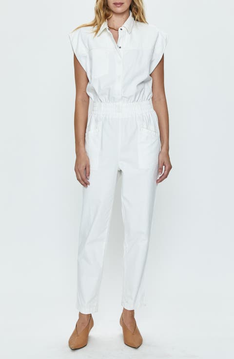 Rosie Padded Shoulder Cotton Jumpsuit