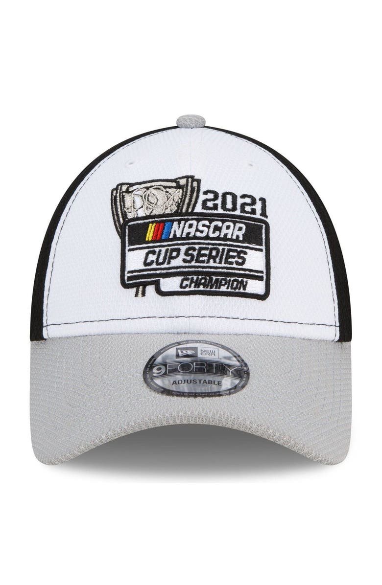 New Era Men's New Era White/Gray Kyle Larson 2021 NASCAR Cup Series Champion Victory Lane 9FORTY Snapback Adjustable Hat, Alternate, color, 