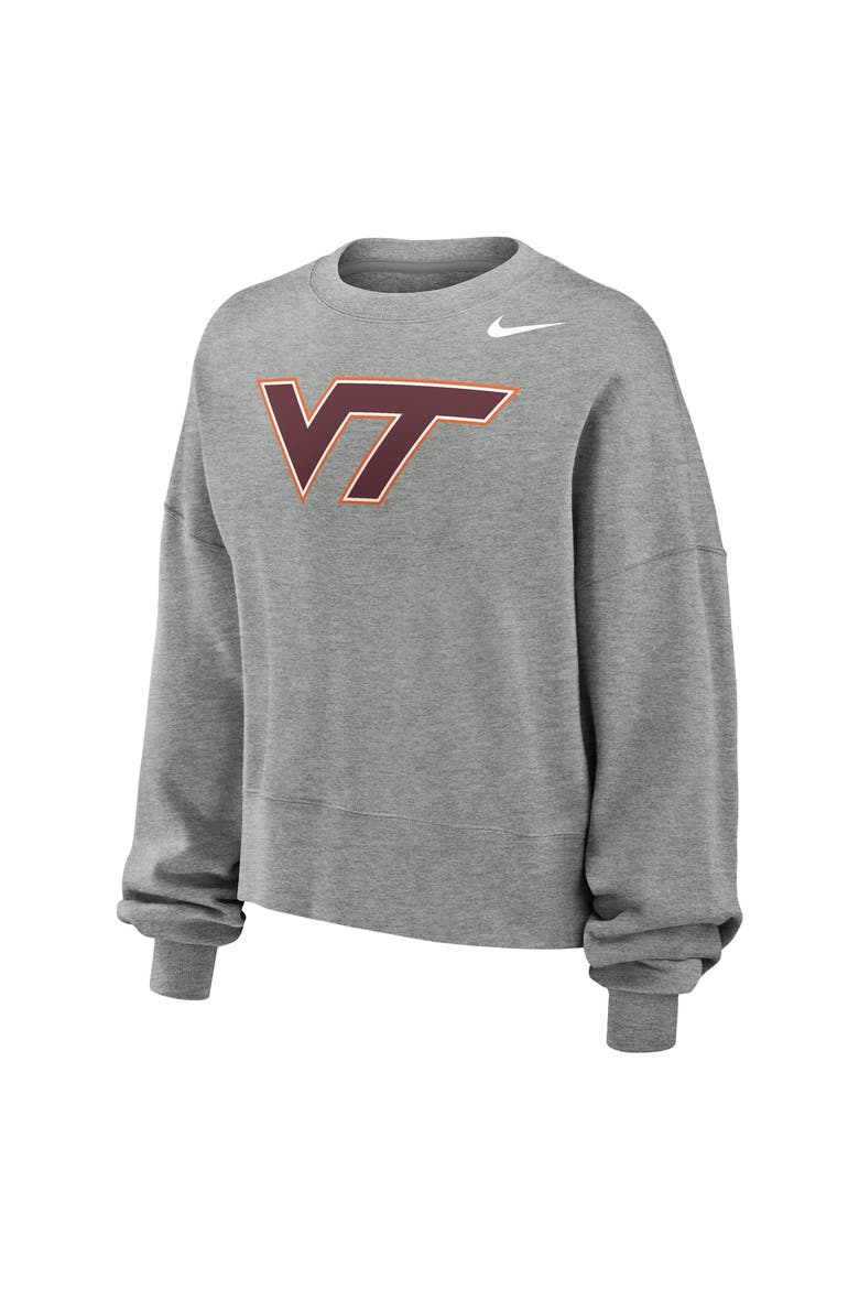 Women's Nike Heather Gray Virginia Tech Hokies Phoenix Fleece Pullover Sweatshirt, Alternate, color, Heather Gray