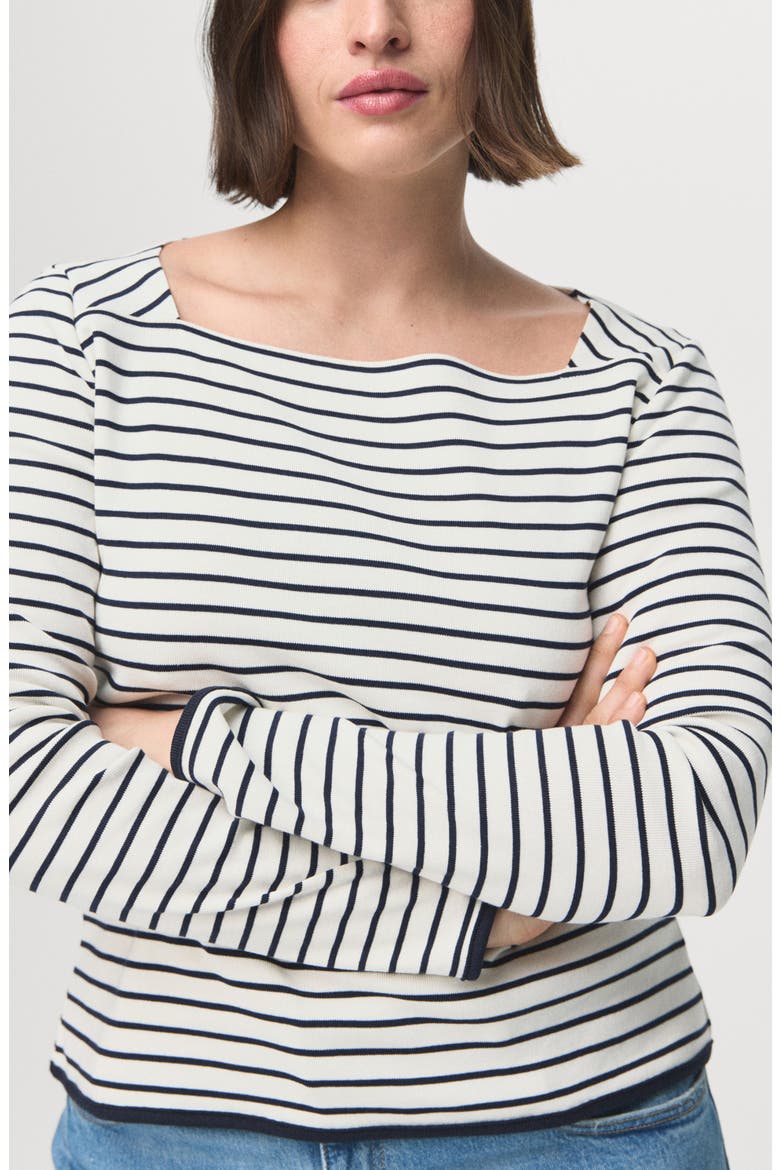 Boat Neck Cotton T-Shirt, Main, color, OFF WHITE