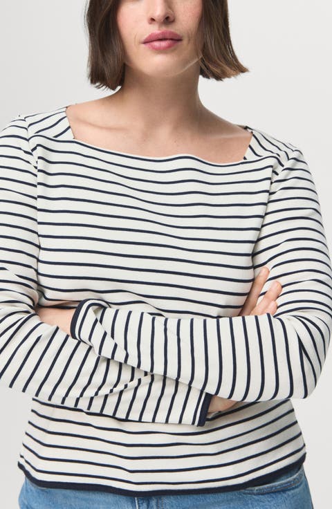 Boat Neck Cotton T-Shirt (Regular & Plus)