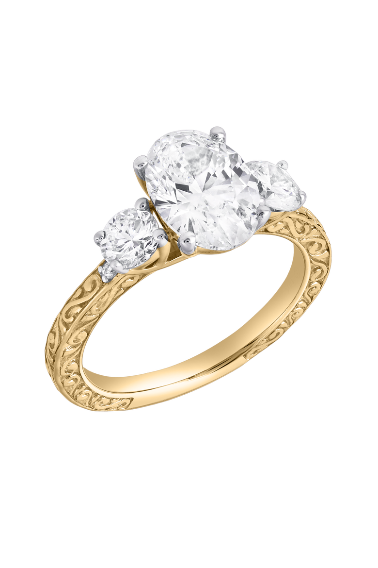 Caldria 14K Gold 2.65 Ct Oval Lab Grown Diamond Engagement Ring, Alternate, color, 14K Yellow Gold