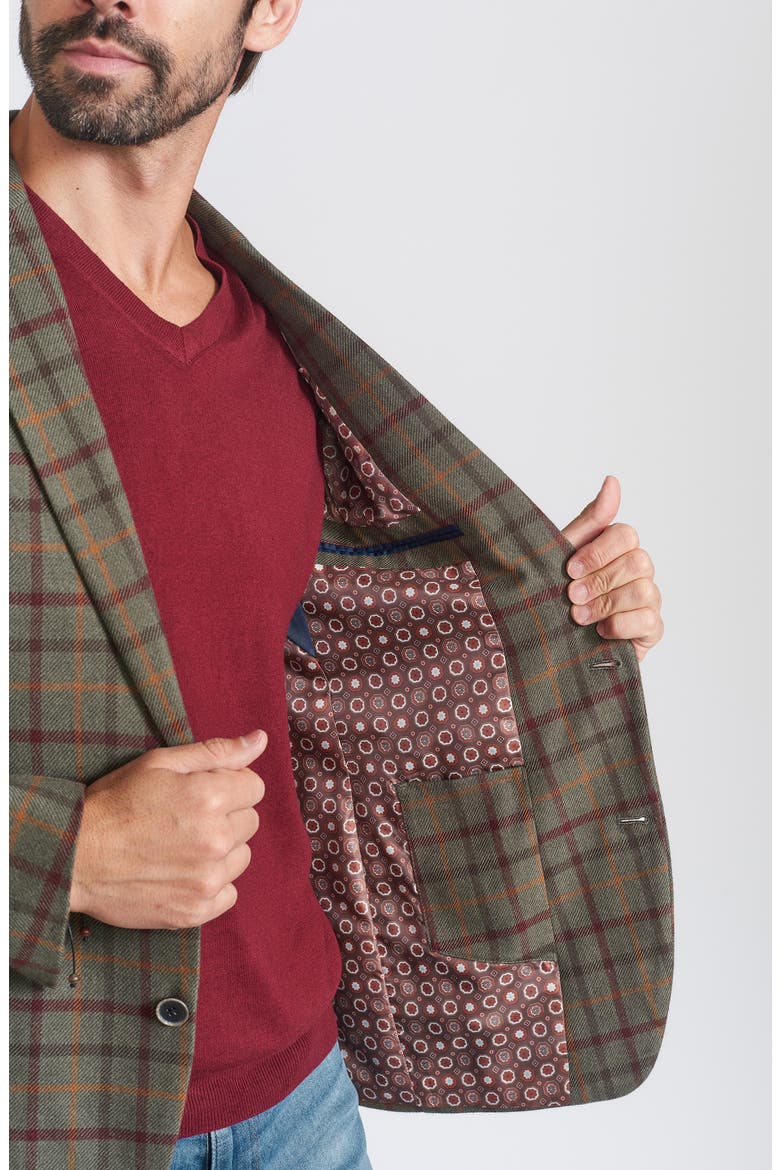 Windowpane Sport Coat, Alternate, color, OLIVE