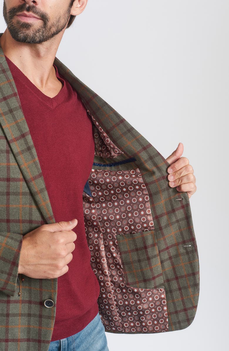 SAVILE ROW CO Windowpane Sport Coat, Alternate, color, Olive