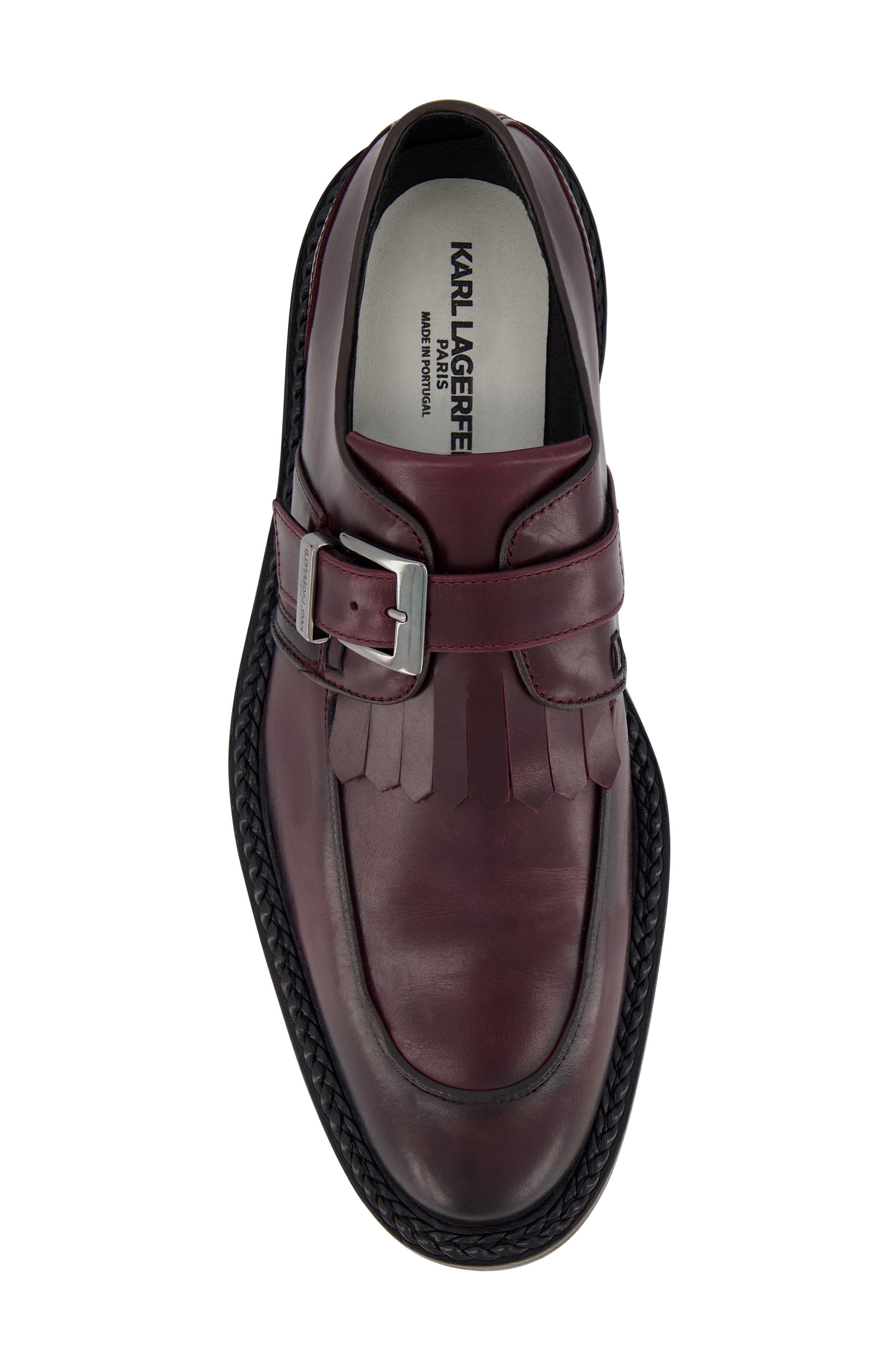 KARL LAGERFELD PARIS Monk Strap Kiltie Loafer, Alternate, color, Wine