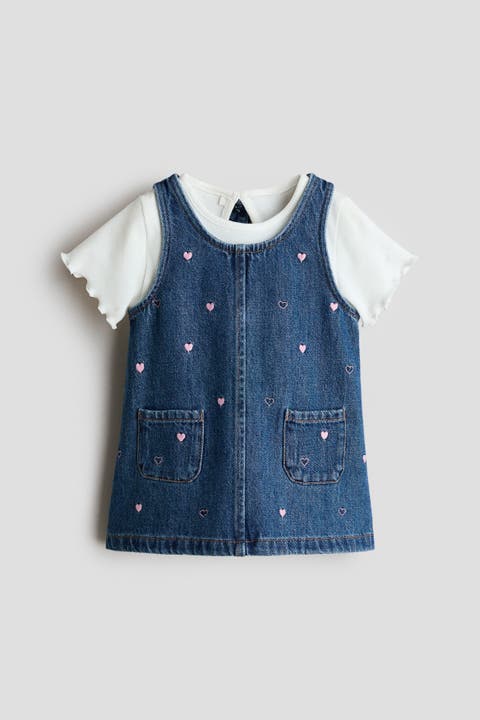 2-piece Cotton Dress And Top Set