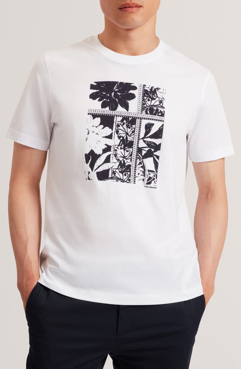 Ted Baker Koney Botanical Graphic T-Shirt, Main, color, White